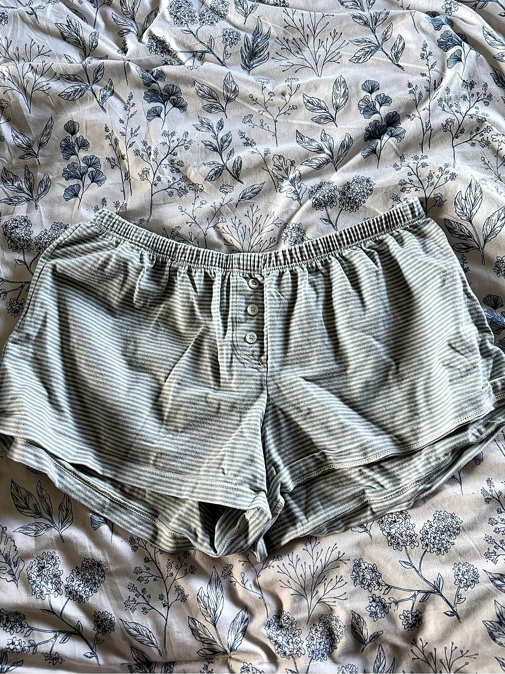 Brandy Striped High Waist Shorts in Blue & White Like New